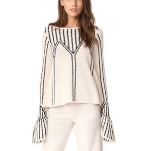 ULLA JOHNSON Beatriz Pullover Sweater Bell Sleeve Crew Neck
